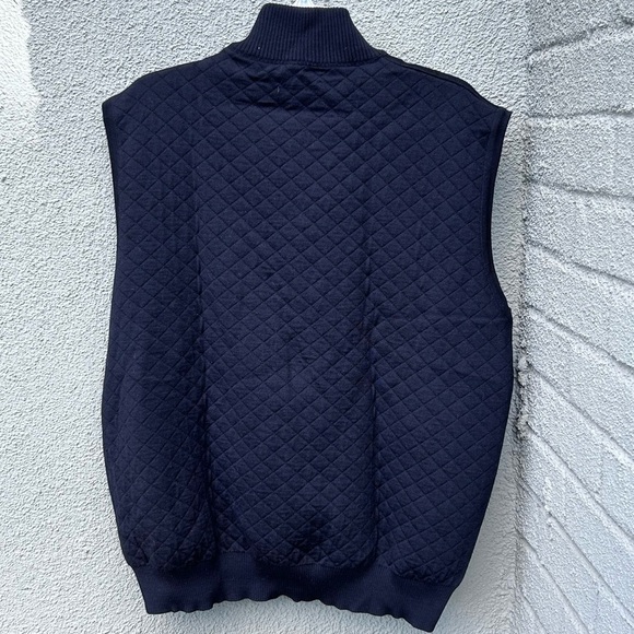 ST. CROIX Men's Full Zip Cardigan Quilted Black Sweater Vest Wool Blend Size XL - Picture 2 of 8